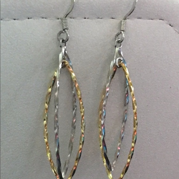 Vintage Sterling 925 Silver/Gold Earrings - Picture 4 of 6